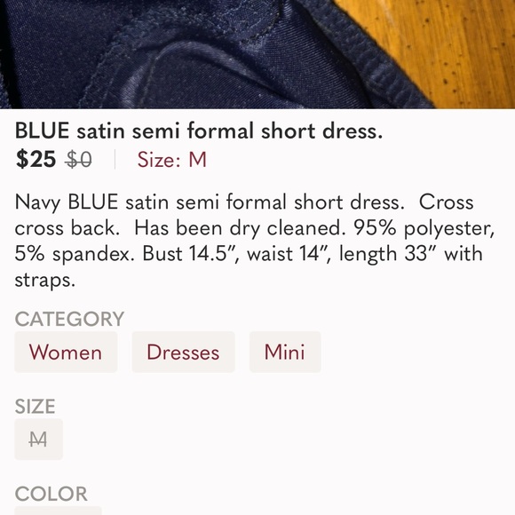 BLUE satin semi formal short dress. - Picture 7 of 7